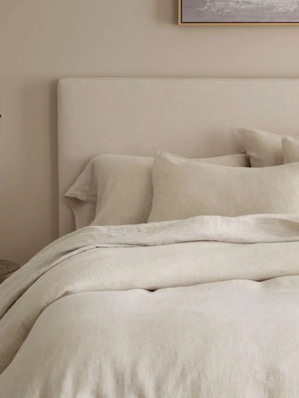 European Linen Sham Set Queen Standard Natural Chambray Tan
